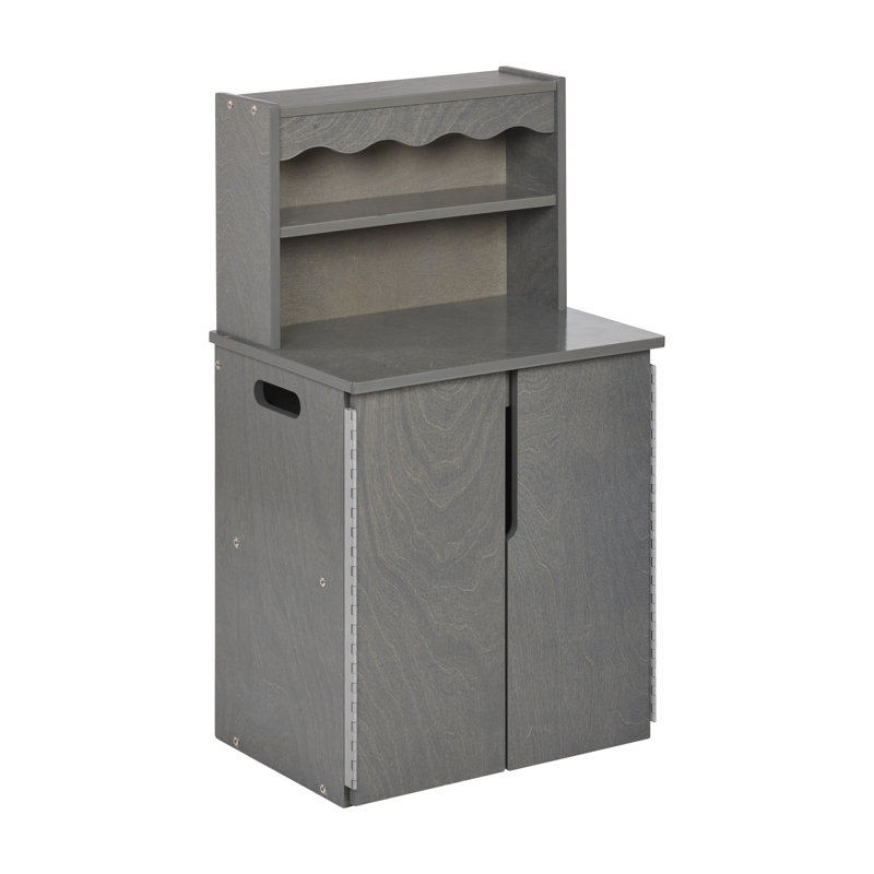 ECR4Kids Wooden Pretend Play Kitchen Storage Cupboard for Kids, Montessori Furniture, Gray Wash