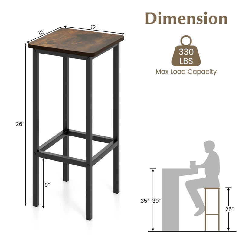 Audelio Counter Stool with Metal Frame, Brown