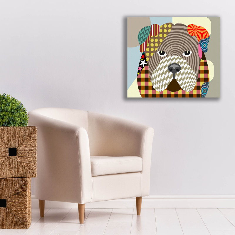 «English Bulldog» par Lanre Adefioyue, H 26 po x l 30 po x P 1,5 po