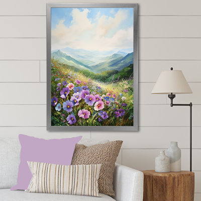 «Pansies Flowers in Mountain Country Side I», reproduction sur toile
