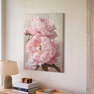 Art mural sur toile, fleur de pivoine romantique, flou artistique, étreinte artistique