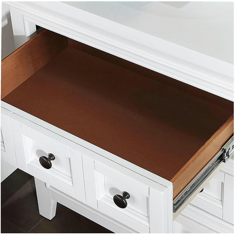 Table de chevet 3 boutons, Blanc