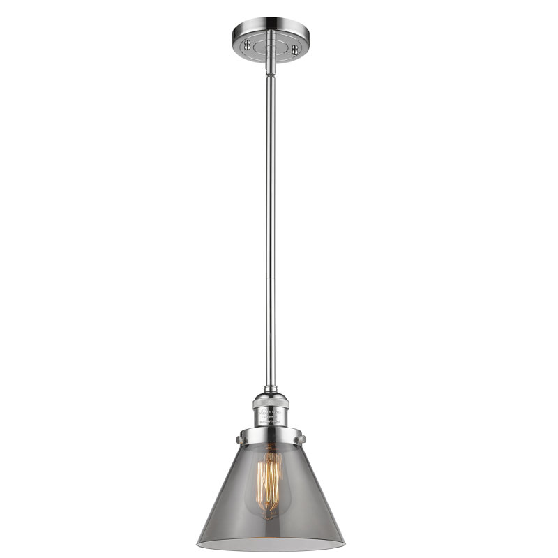 Luminaire suspendu conique à 1 lumière Mosley, Ampoule DEL 6 watts Vinage, Plaqué couleur fumée, Or satiné