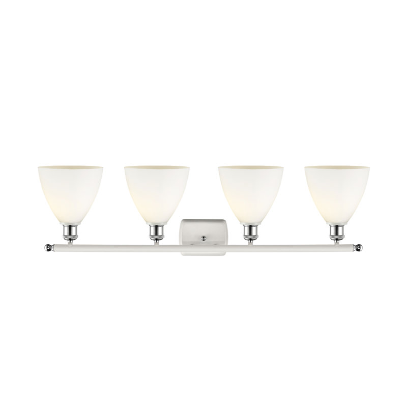 Éclairage pour meuble-lavabo 4 lumières Shauna, Blanc mat, DEL, Blanc / chrome poli