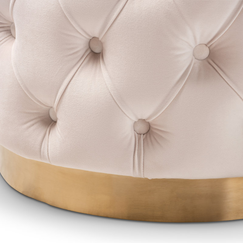 Repose-pieds capitonné Kylaya Glam, Beige