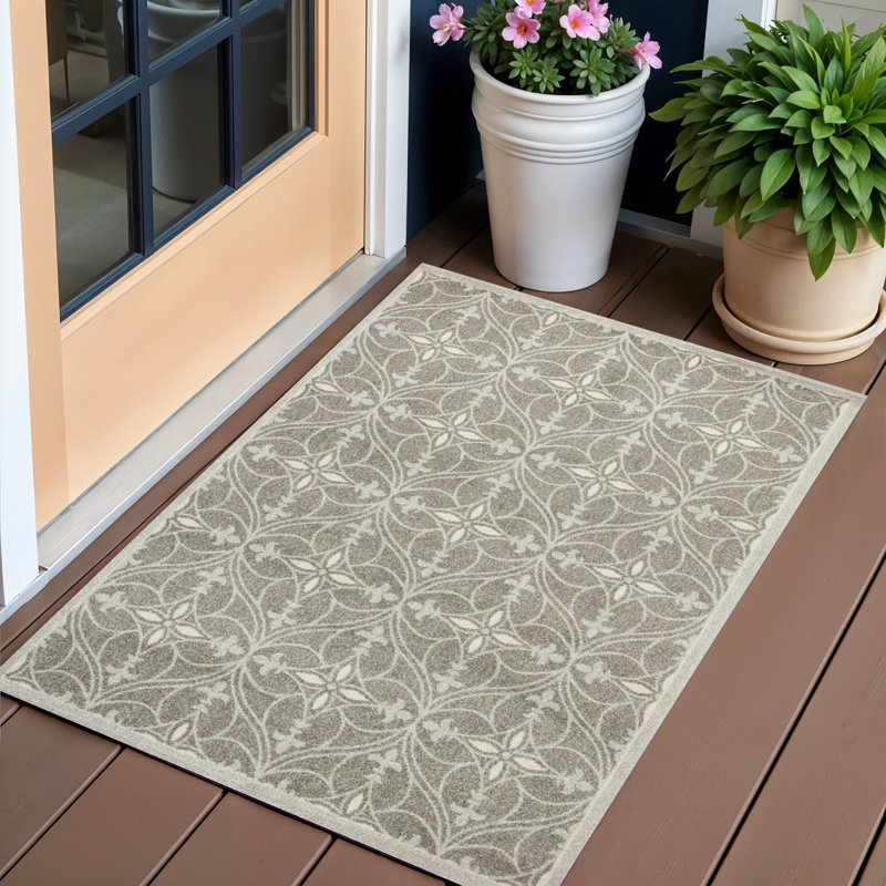 Tapis gris 3 pi x 5 pi tissé à la machine Ugee