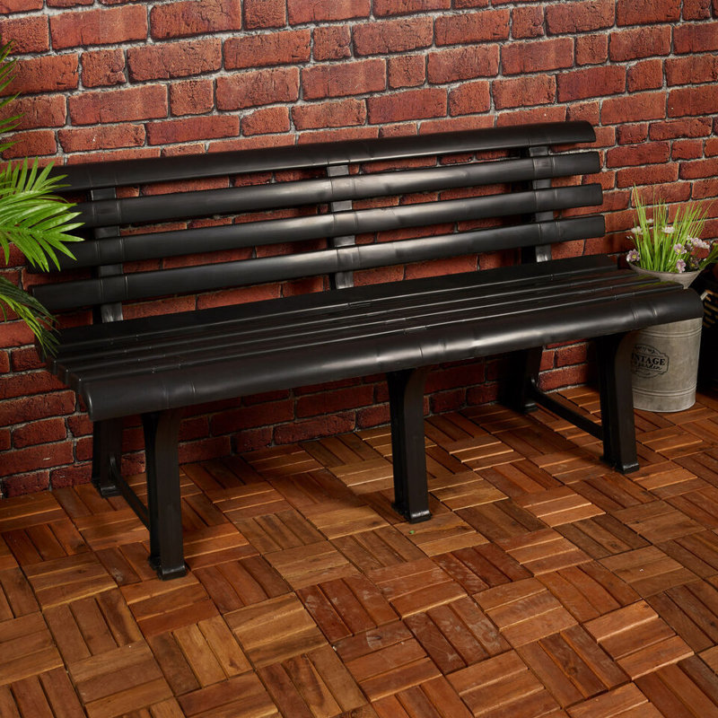Plastic Garden Bench, Black