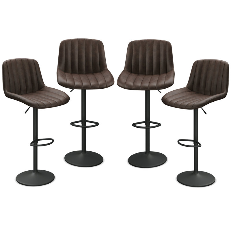 Adjustable Height Counter Stool with Metal Frame, Brown