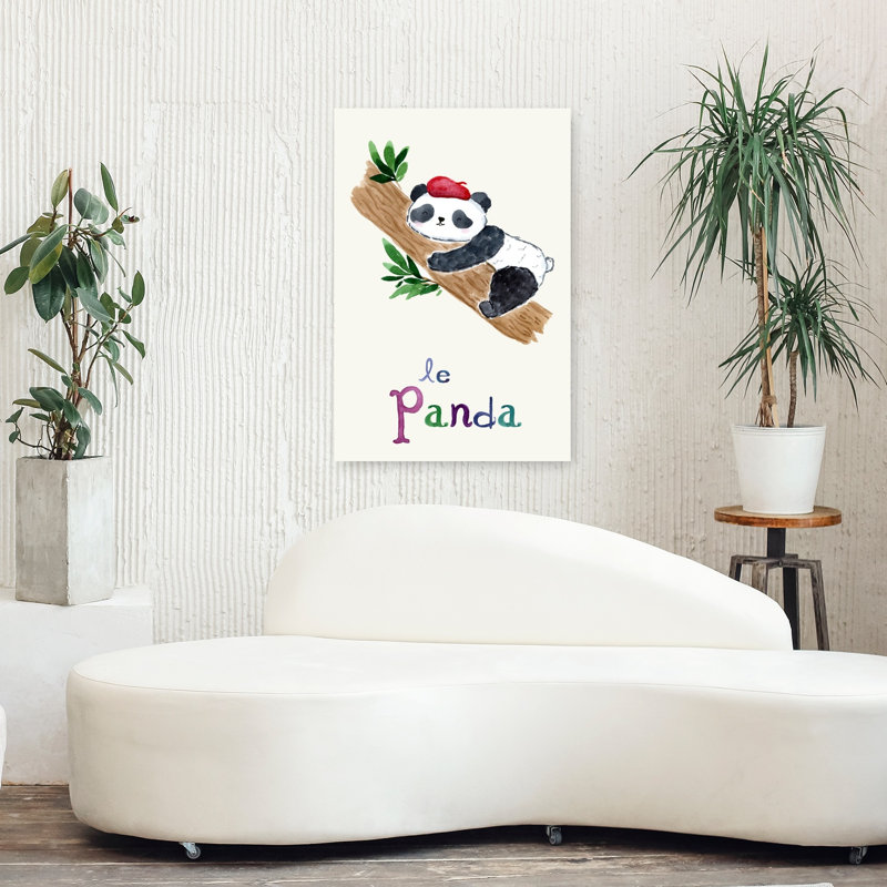 Art contemporain, paysage de forêt de panda bambou moderne abstrait, H 36 po x l 24 po