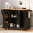 56 Inch Kitchen Island With Rubber Wood Veneer Drop Leaf, Power Outlet, 4 Door Shelves, Embossed Vertical Stripe Rolling Kitchen Cart On 4 Wheels With 6 Deep Drawers For Kitchen, Dining Room-1235679934