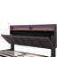 Grey Linen 4FT6 Double Upholstered Bed with LED Lighting, Hydraulic Storage, Drawers, Stowable Foam Headboard, 135x190 cm