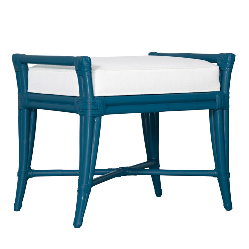 Malacca Upholstered Bench, Surf Blue