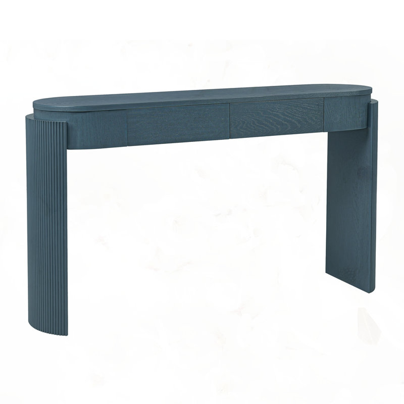 Oval Top and 2 Drawers Console Table, Navy