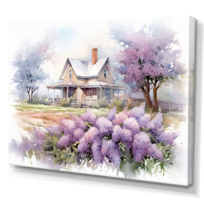 Mauve et gris lilas à la ferme - lilas, art mural encadré