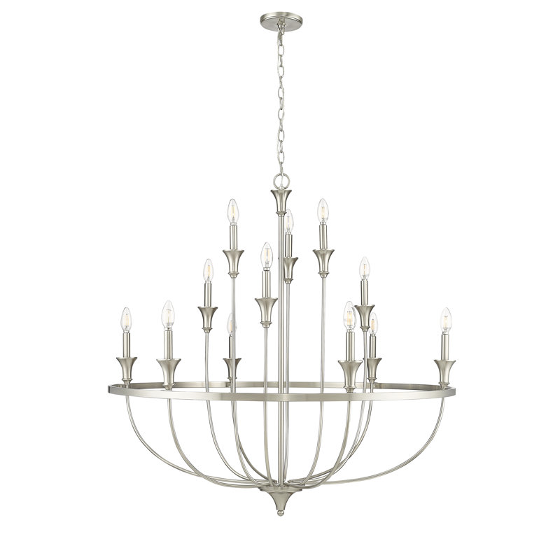 Emery 12 - Light 40.2" Wide Candle Style Classic / Traditional Chandelier, Brushed Nickel