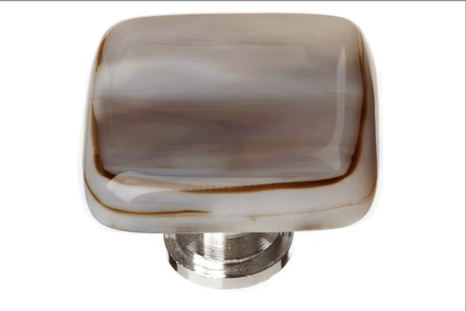 Cirrus Square Cabinet Knob, Polished Chrome, White/Brown