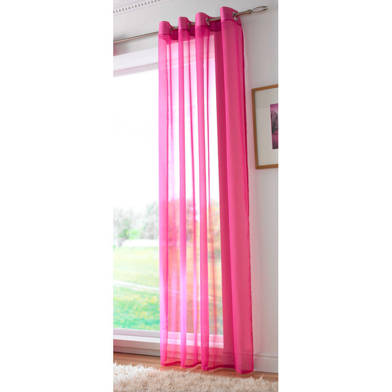 Jamie Eyelet Semi Sheer Curtain, 144cm Width x 137cm Drop, Red