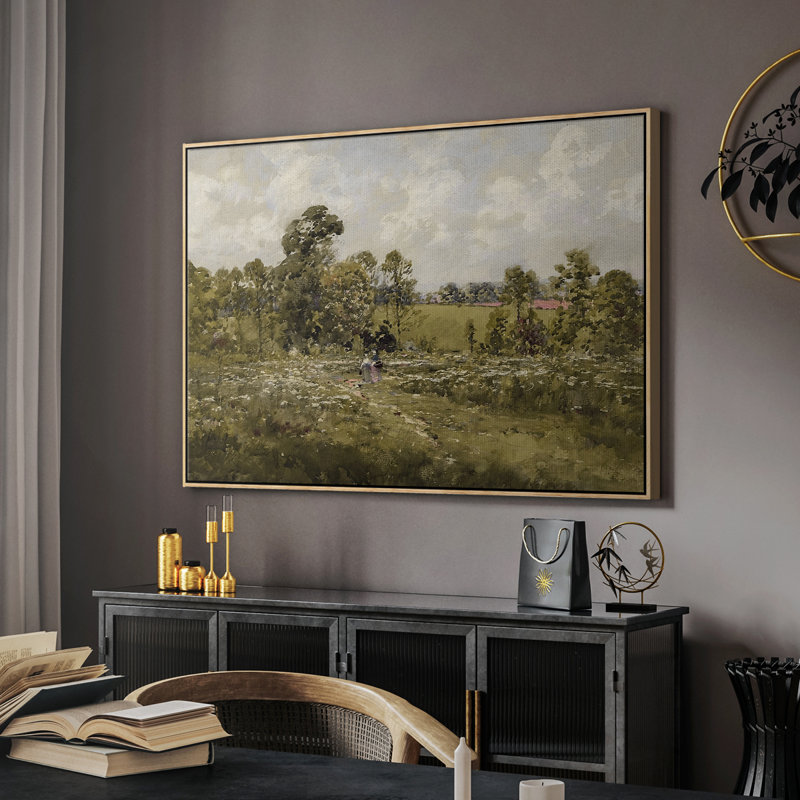 «Vintage Landscape -CMXLV» sur toile, H 17 po x l 25 po, Toile argentée avec cadre flottant