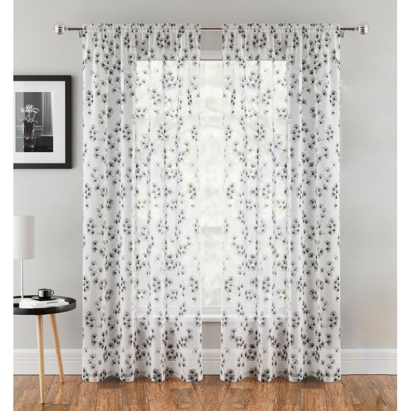 Rockdale Sheer Curtain Pair, 140cm Width x 183cm Drop, Black