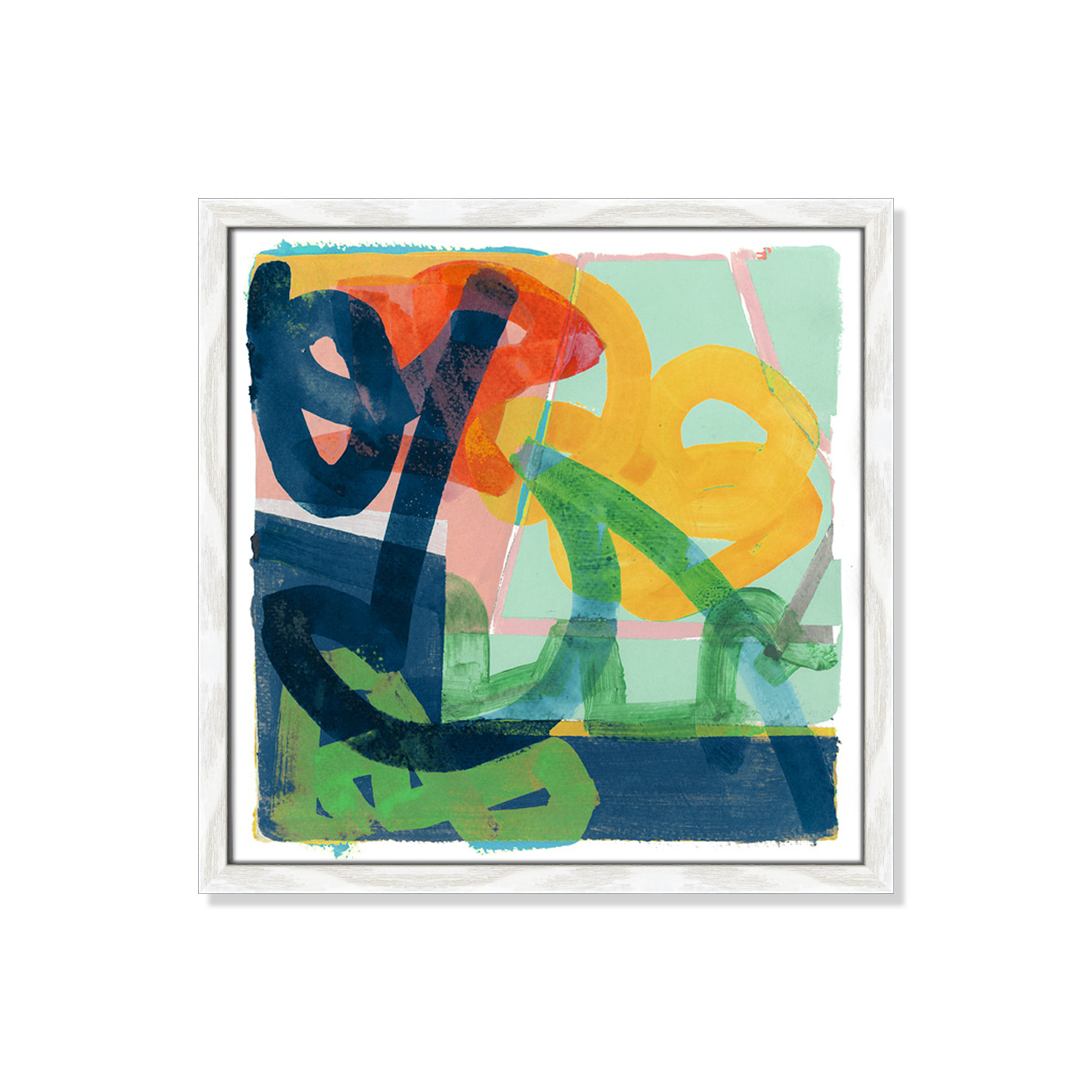 Link by Cartissi - Picture Frame Painting, 17" H x 17" W x 0.75" D, White Framed