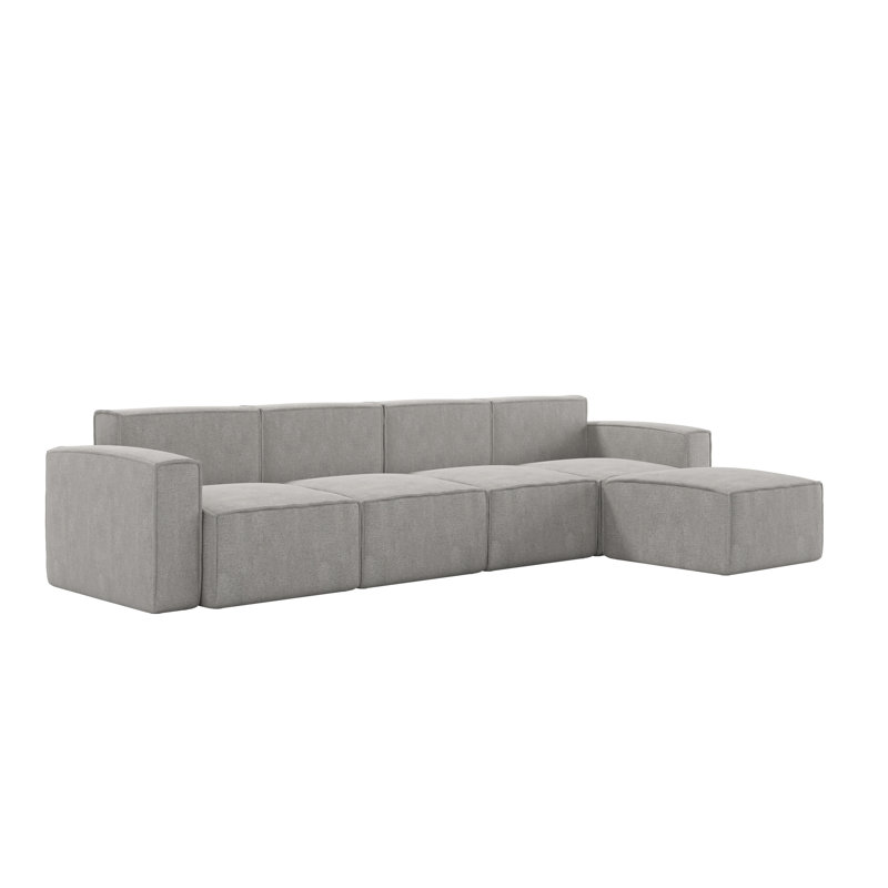 Canapé modulaire avec repose-pieds 5 pièces Bridgetown, gris