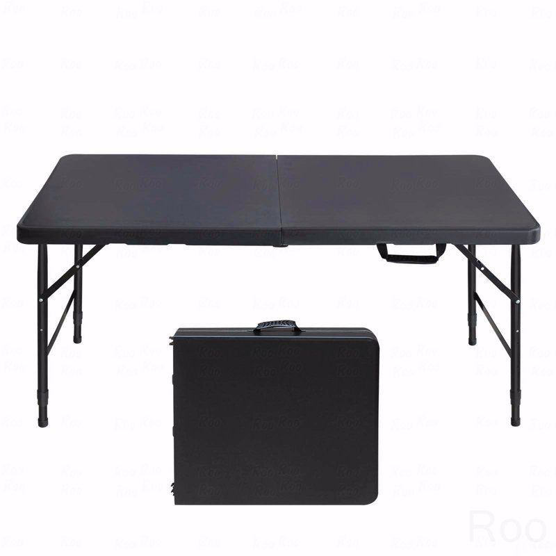 4Ft Portable Folding Patio Table, Indoor And Outdoor Use, Maximum Weight 135Kg, For Camping, Black