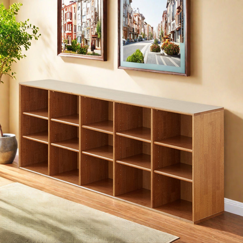 Bibliothèque tendance de style classique, (3 tablettes) H 27,5 po x l 70,8 po x P 12,5 po, Brun