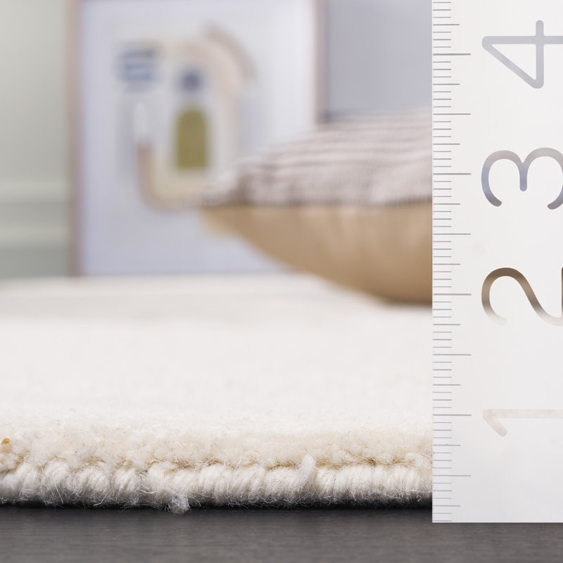 Novelty Hand Tufted Wool Viscose Solid Color Rug in Ivory/Beige, Novelty 6' x 9'