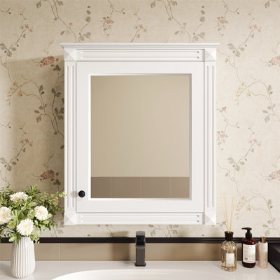Armoire de rangement de salle de bain murale avec miroir, armoire à pharmacie avec tablette réglable en hauteur, armoire de rangement au-dessus de la toilette