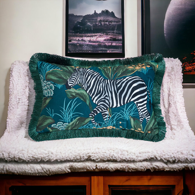 Housse de coussin réversible en velours Tassels, H 12 po x l 20 po
