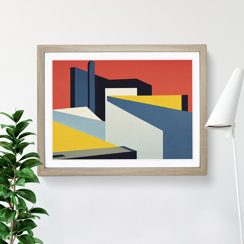 Ingenious Modern Abstract - Framed Print, 25cm H x 34cm W x 2cm D, Oak