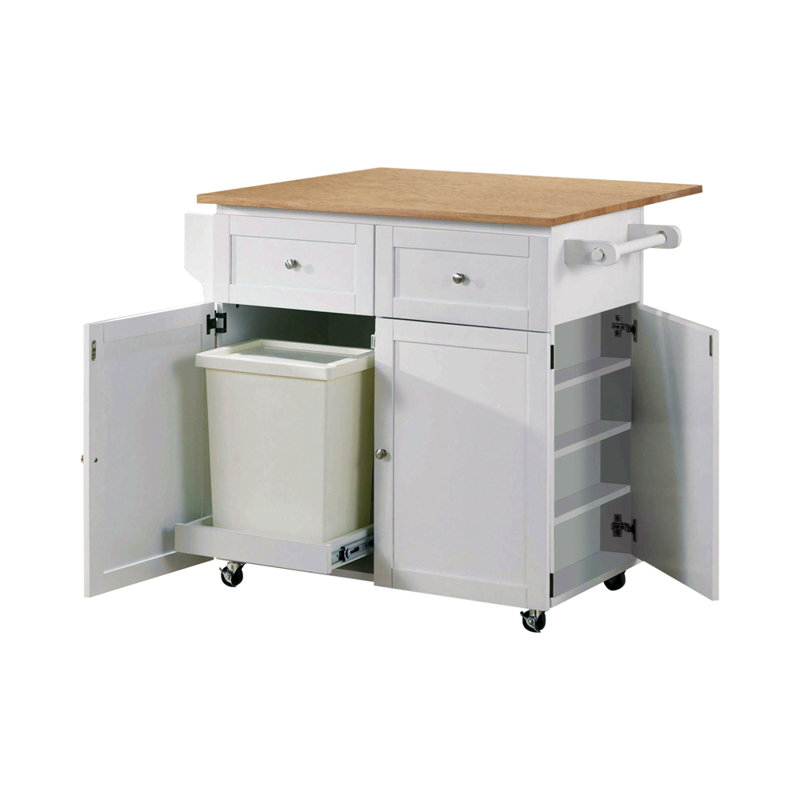 Chariot de cuisine transitionnel brun et blanc naturel