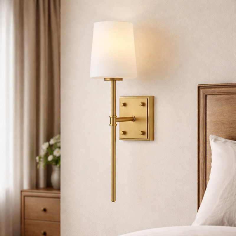 Hinkley Saunders Single Light Wall Sconce with Hand-Blown Etched Opal Glass Shade