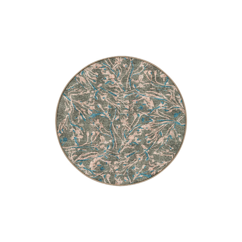 Caylum Hand Loomed Washable Floral Indoor Rug, Round 6'