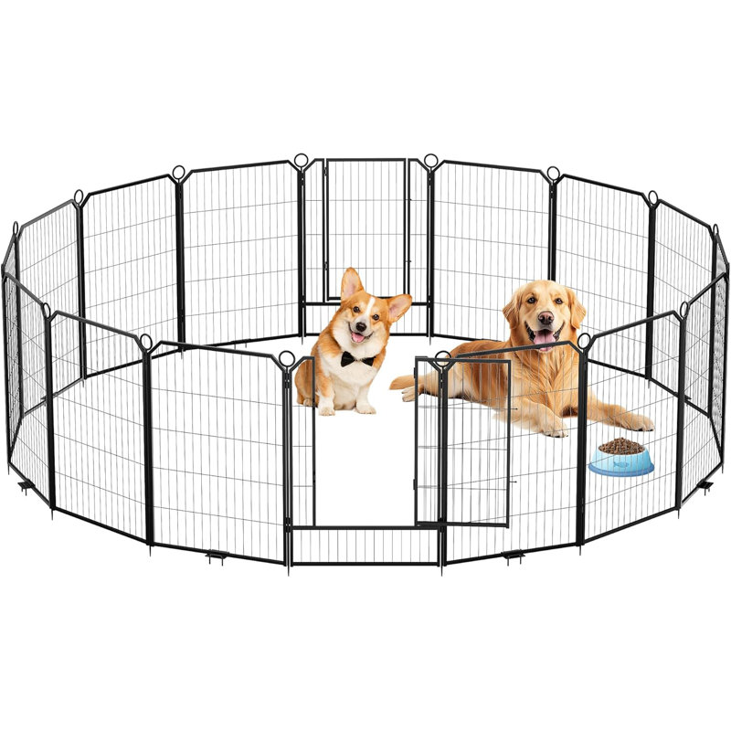 Dog Playpen Portable Extra Large 16 Panels Height Adjustable with Gate, Perfect for Puppies and Small Dogs, Easy to Store, Customizable Layout for Indoor, Yard, RV Camping,Fence partition