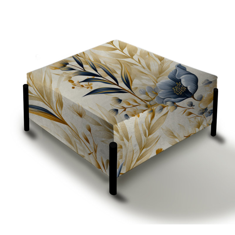 Grand repose-pieds carré bohème Coastal Neutrals Flowers