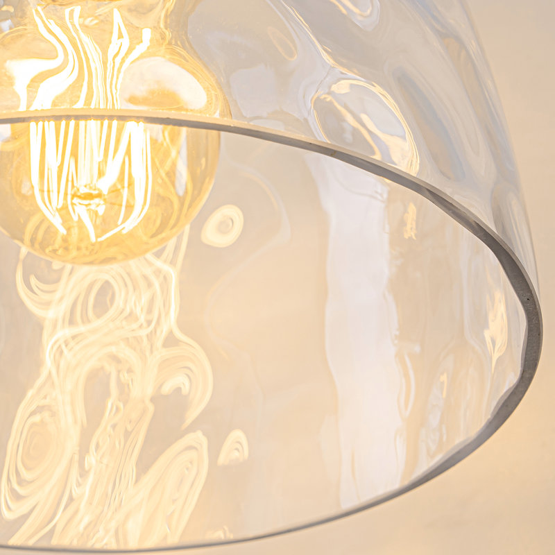 3-light Vanity Light With Hammered Glass Shades, Matte Black/Gold