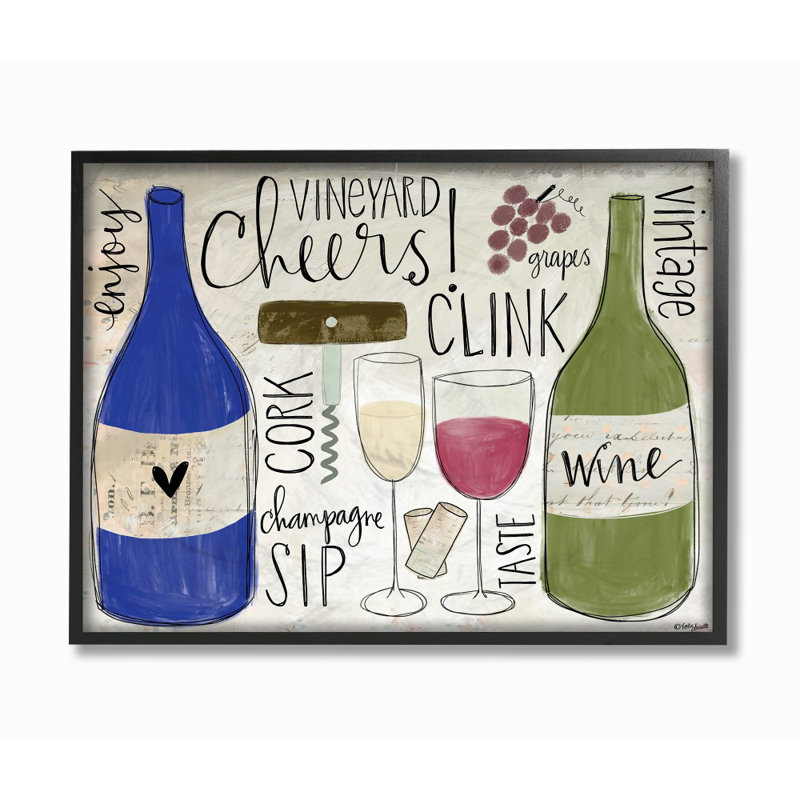 «Cheers Clink Sip Champagne and Wine», ensemble d'impression sur toile panoramique, H 11 po x l 14 po