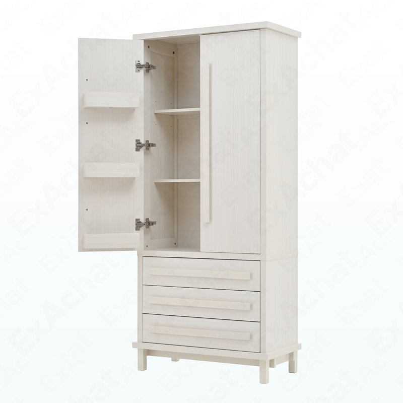 Luxueux garde-manger en bois de 70 po - 6 tablettes de porte + 2 tablettes d'armoire + 3 tiroirs pour la cuisine et la salle à manger