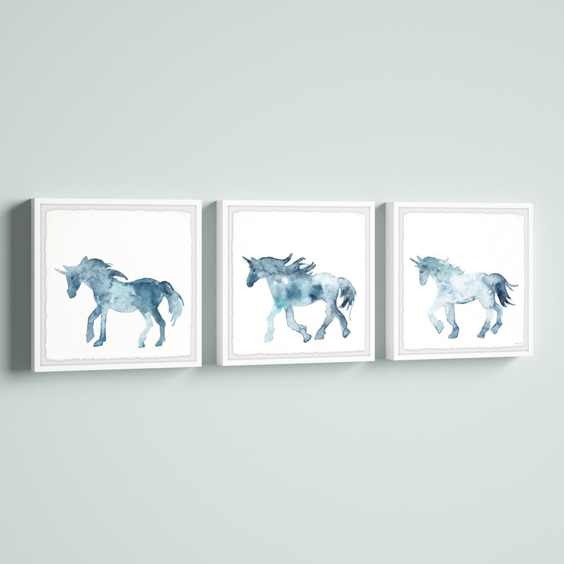 Unicorn Legend 3- Piece Set Framed Art, 18" H x 18" L x 1.5" W
