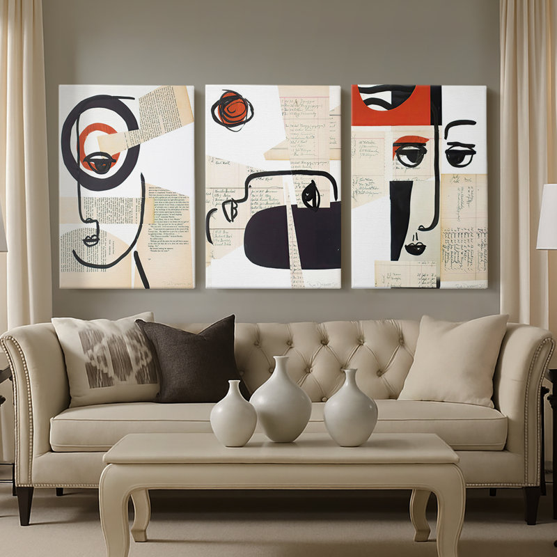 «Face of A Century I», toile tendue sur mesure - 3 pièces, H 18 po x l 36 po