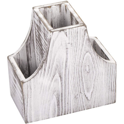 Support de télécommande, organisateur de rangement de fournitures de bureau en bois à 3 compartiments pour table basse