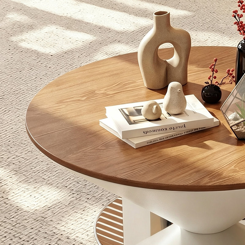 Ensemble de table basse ronde en bois massif Round Home Creativity