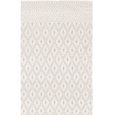 Congleton Hand Woven Wool/Cotton Geometric Rug in Ivory/Black