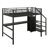 Full Size Loft Bed With Desk & Storage Stairs, Metal Loft Bed Frame With Wardrobe & LED Light, Safety Guard