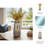 Frosted Bottle Shape Glass Vase with Sculpted Metal Collar for Home Decor - Decorative Tall Flower Vase Accent for Living Room Display - Silver & Brown-237652022