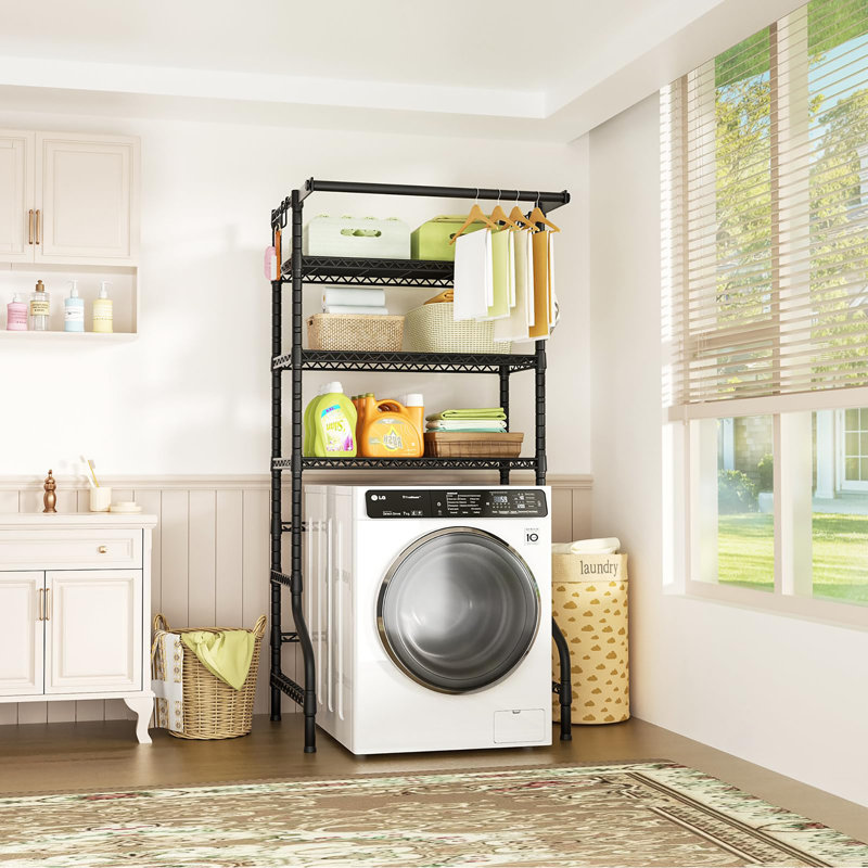3 Tiers Laundry Room Storage and Organizer Standing Shelf, Black