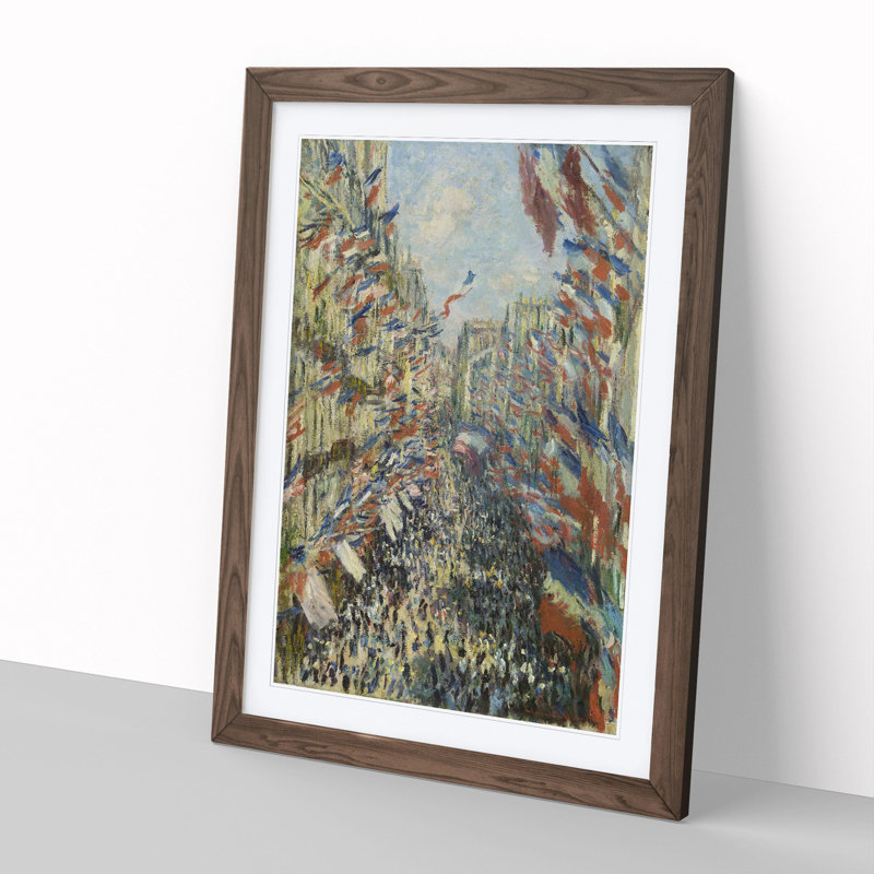 Rue Montorgueil in Paris - Framed Print, 90cm H x 65cm W x 2cm D, Walnut Framed