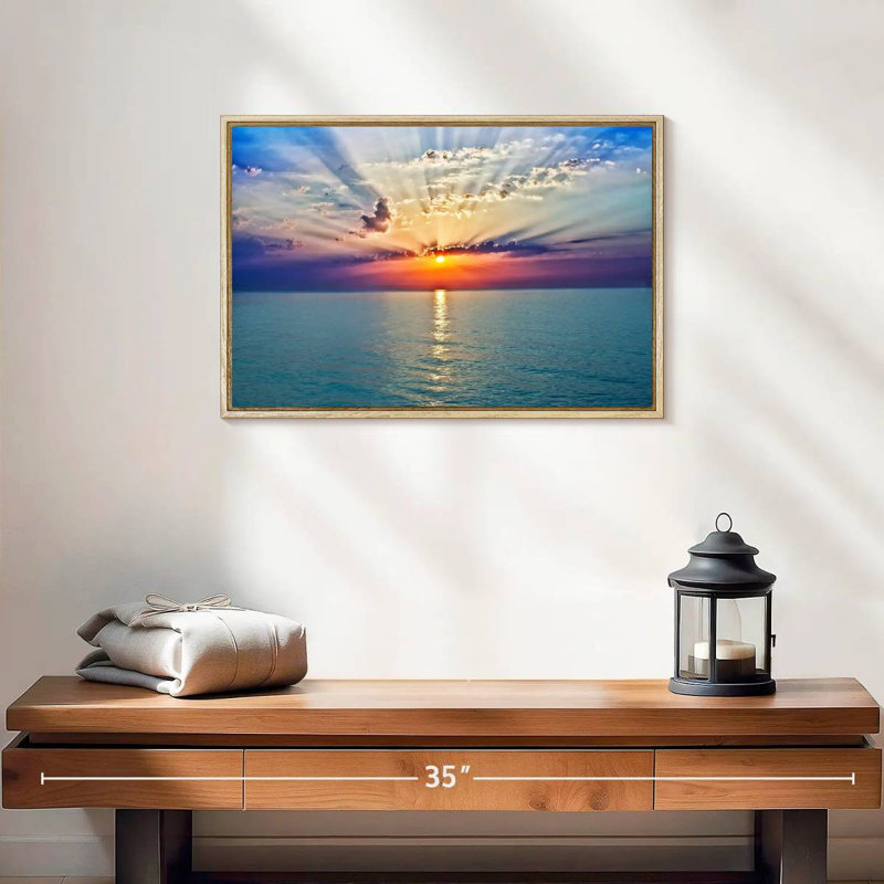 Golden Vanna Sunrise, 19 po x 13 po, Cadre flottant en bois naturel
