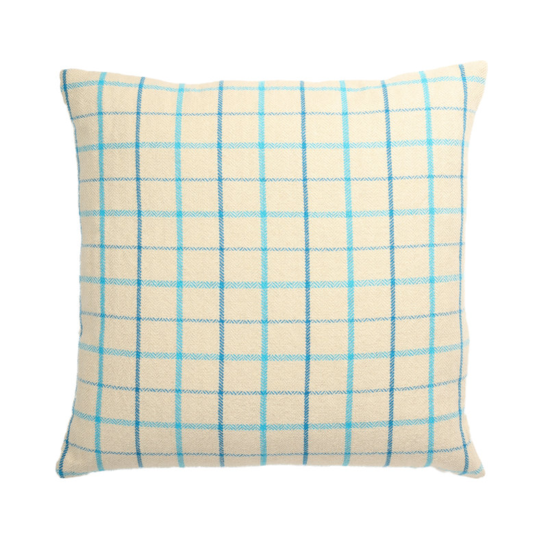 Housse de coussin London Plaid, Bleu, Plumes